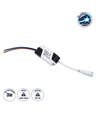 GloboStar® 73075 Πλαστικό Τροφοδοτικό SELV για Προϊόντα LED 3W - AC 220-240V σε DC 7-11V - IP20 L6 x W3 x H2cm - 3 Χρόνια Εγγύηση